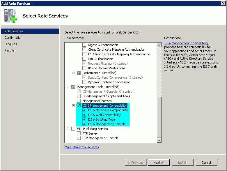 IIS 6 Management Compatibility