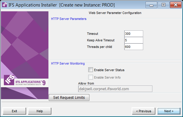 Web Server Parameter Configuration